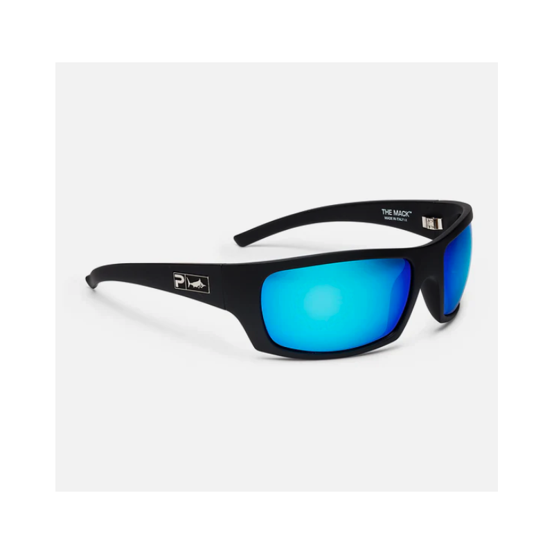 The Mack Matte Black - Blue Mirror | Polarized Poly Lens